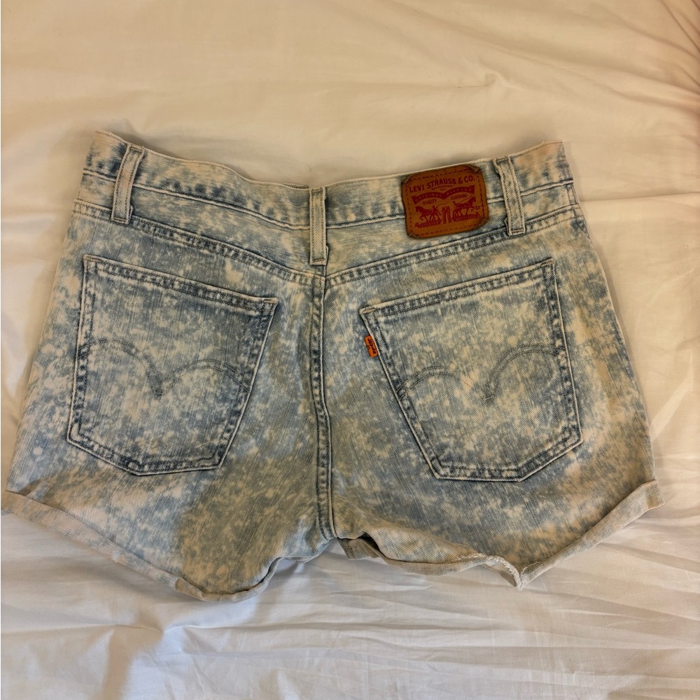 Levi's Blue Jean Shorts with Distressed Hem